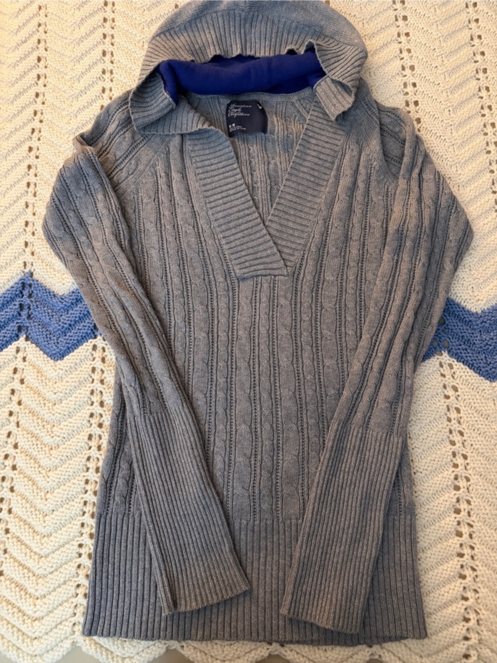 American Eagle Outfitters Ribbed Knit Sweater Gray Size Medium